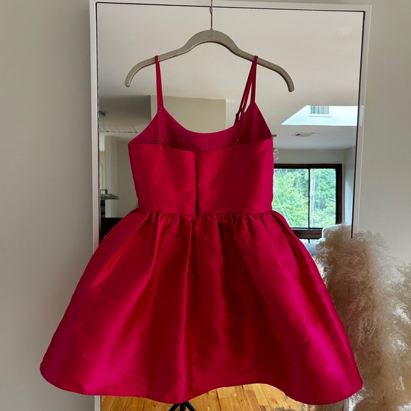 Structured Satin Twill Mini Skater Dress - Picture 2 of 4